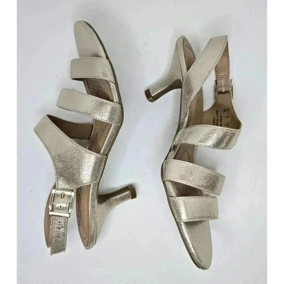Abella True Comfort Francine Sandals Slingback Heel Gold/champagne Metallic 7 M - Picture 5 of 9